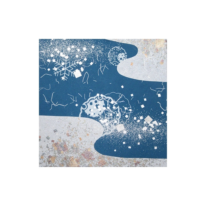 金銀砂子細工 冬 雪輪 浅黄 アートパネル S/L | ギフトショップ Nihon