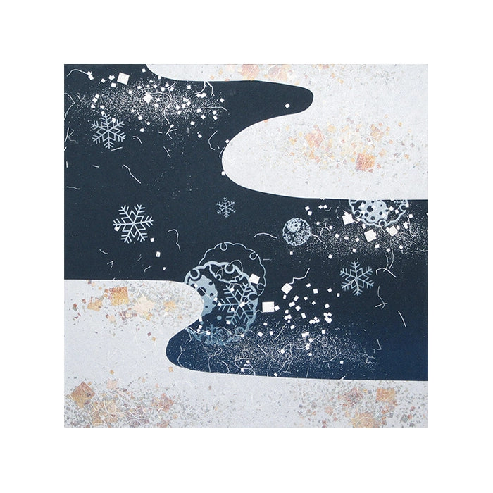 金銀砂子細工 冬 雪輪 紺 アートパネル S/L | ギフトショップ Nihon