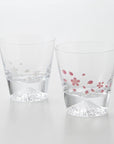 (入荷待ち)江戸硝子 冷感 桜舞富士山 ロックグラス
