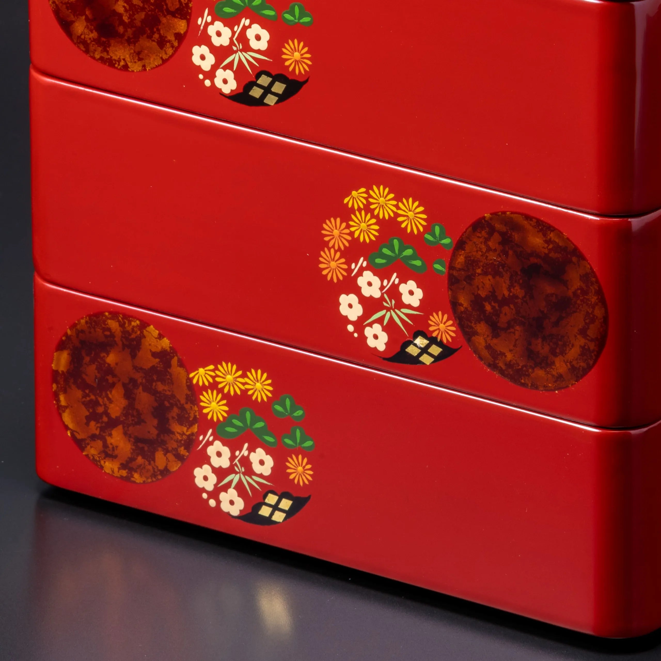 受注生産品）秀衡塗 重箱 花丸 5.5寸 | ギフトショップ Nihon Miyabi