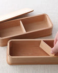 細長二段 お弁当箱 (大)革バンド / 箸セット