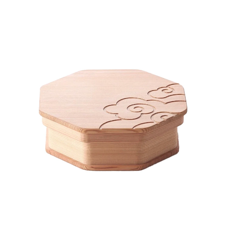 八角一段 お弁当箱 雲紋柄（白刻） | ギフトショップ Nihon Miyabi