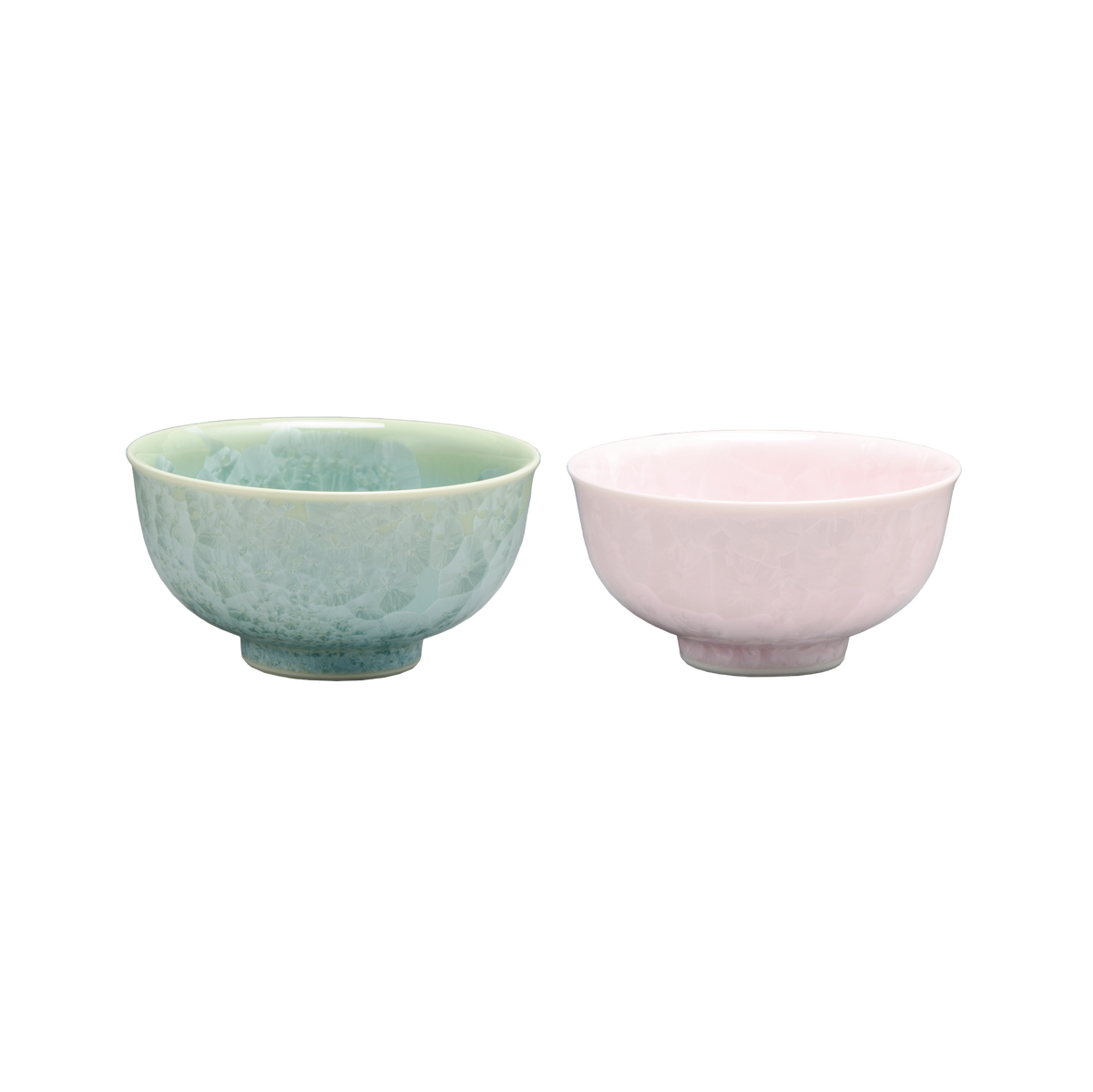 京焼 花結晶 夫婦茶碗 セット 緑/ピンク | ギフトショップ Nihon