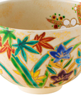 清水焼 京焼 抹茶碗 色絵四季彩花