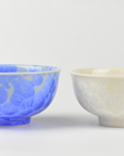 京焼 花結晶 夫婦茶碗 青/白