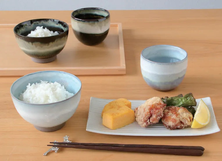 波佐見焼 オーロラ 夫婦茶碗 白銀/宵 | ギフトショップ Nihon Miyabi