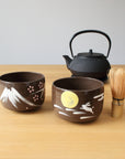 波佐見焼 絵付け抹茶碗 凛然 さくら富士・月うさぎ