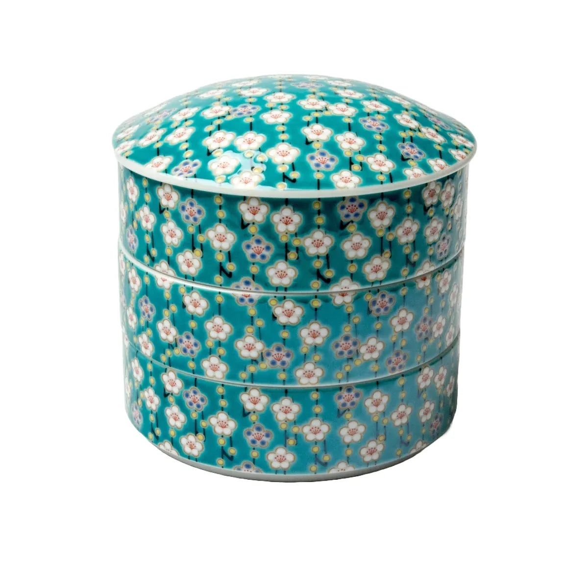 九谷焼 彩 色絵三段重箱 梅 | ギフトショップ Nihon Miyabi 通販サイト