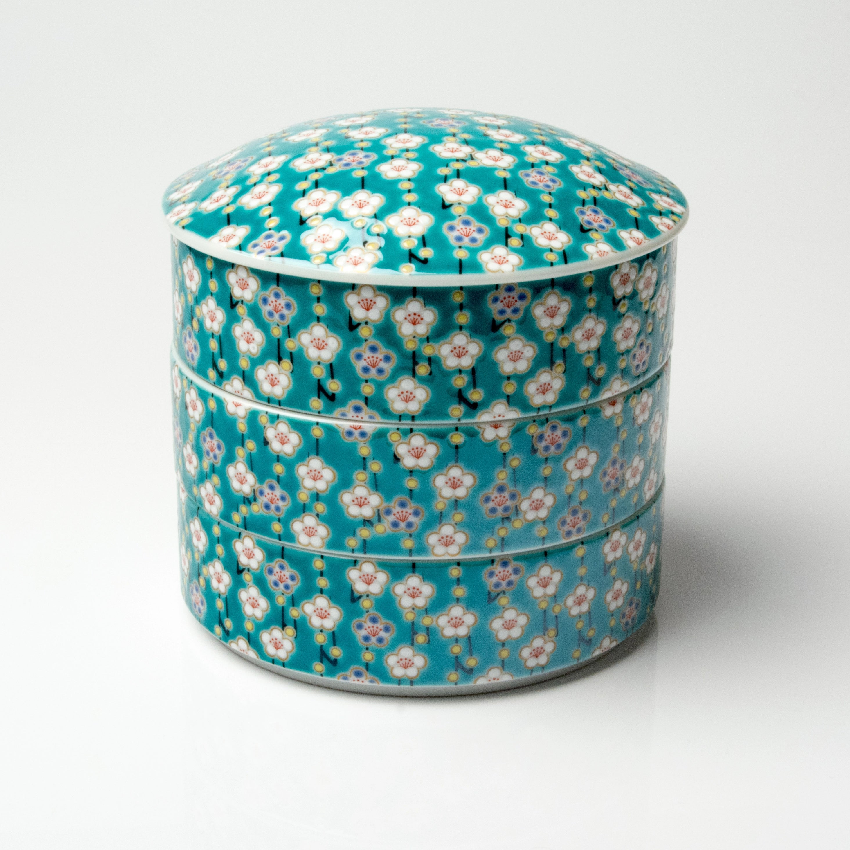 九谷焼 彩 色絵三段重箱 梅 | ギフトショップ Nihon Miyabi 通販