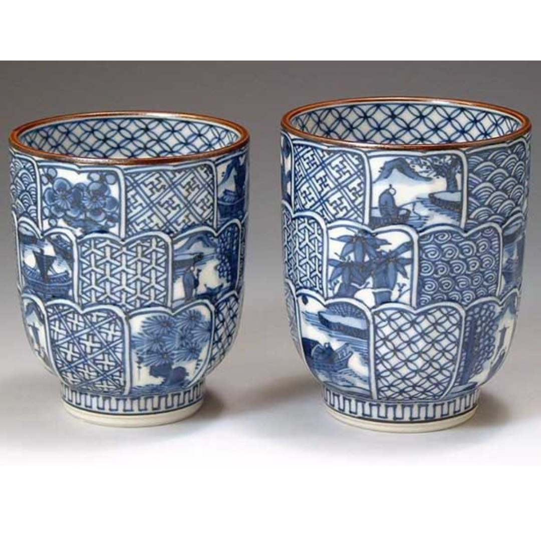 京焼 清水焼 菊彫祥瑞 湯呑みセット | ギフトショップ Nihon Miyabi