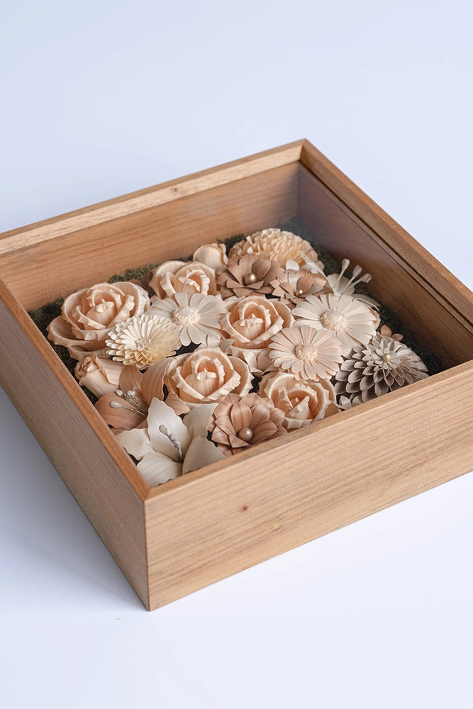 【送料無料】モクモク　シリーズ⑤　「お花のレース」 MOKUKA BOXアレンジメント L | ギフトショップ Nihon Miyabi 通販サイト