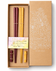 NATURAL WOOD ギフト パープルハート・イエローハートの木 御祝夫婦箸 箸置付