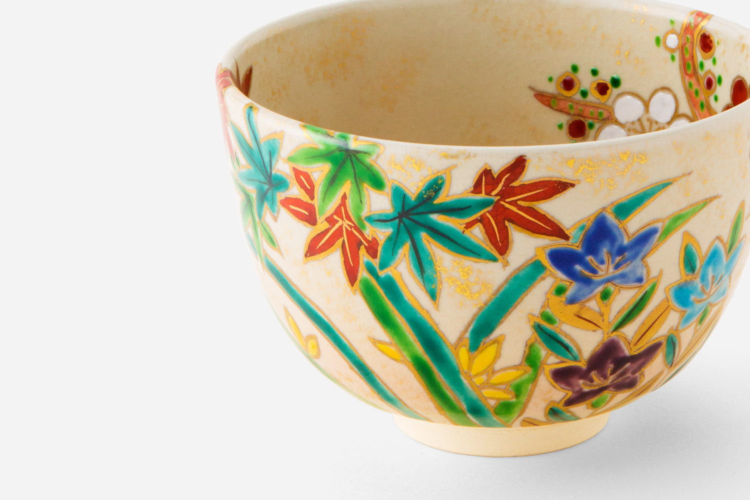 清水焼 京焼 抹茶碗 色絵四季彩花