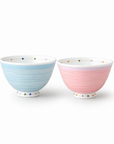 波佐見焼 夫婦茶碗カラードット ピンク・青