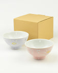 波佐見焼 花霞 夫婦茶碗 ピンク/ライラック