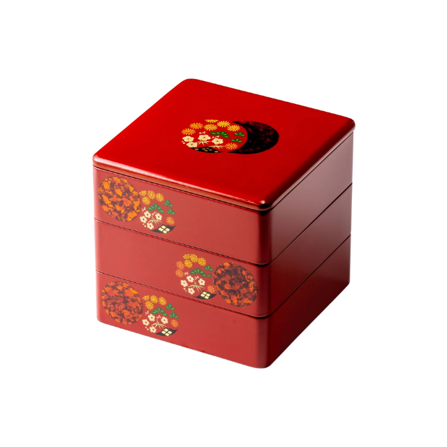 受注生産品）秀衡塗 重箱 花丸 5.5寸 | ギフトショップ Nihon Miyabi