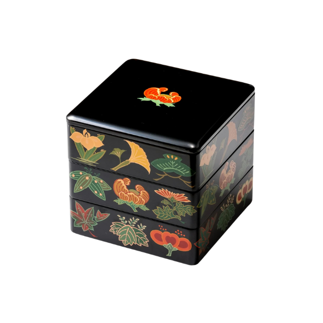 受注生産品）秀衡塗 古代漆絵重箱 6.5寸 | ギフトショップ Nihon