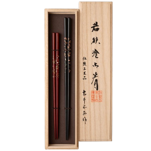 若狭塗り 夫婦箸 純金若狭塗 23.5cm/20.5cm | ギフトショップ Nihon