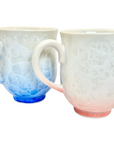 京焼 清水焼 花結晶 ペア マグカップ セット 青/赤