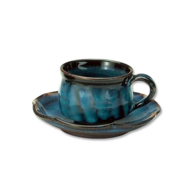 萩焼 光彩庵 藍流 カップ&ソーサー | ギフトショップ Nihon Miyabi