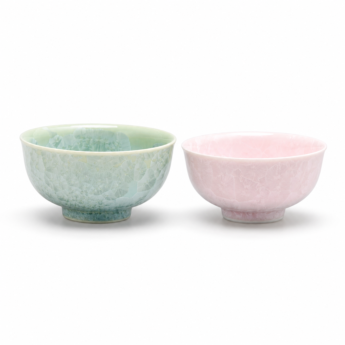 京焼 花結晶 夫婦茶碗 セット 緑/ピンク | ギフトショップ Nihon