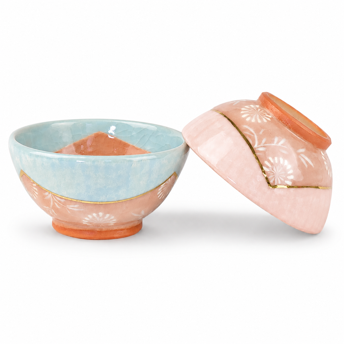 京焼 清水焼 釉彩三島詰唐草 夫婦茶碗 | ギフトショップ Nihon Miyabi
