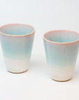 萩焼 お祝いペアカップ(ミント&ピンク)