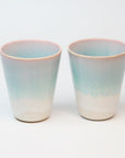 萩焼 お祝いペアカップ(ミント&ピンク)