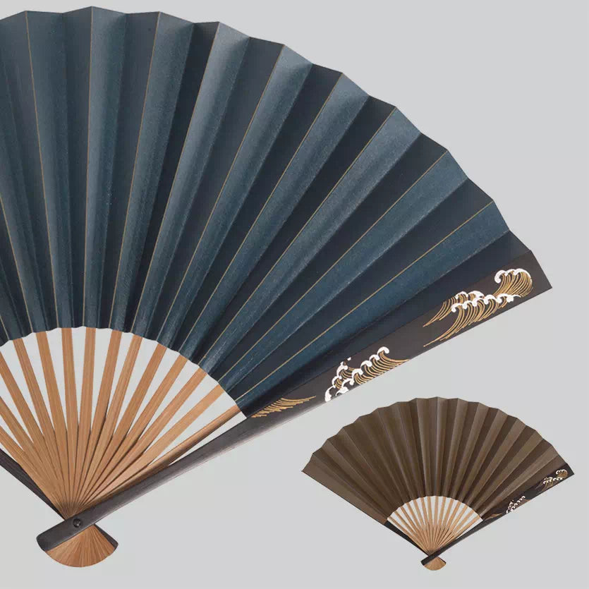柿渋脇漆扇子 波 (紺茶) | ギフトショップ Nihon Miyabi 通販サイト