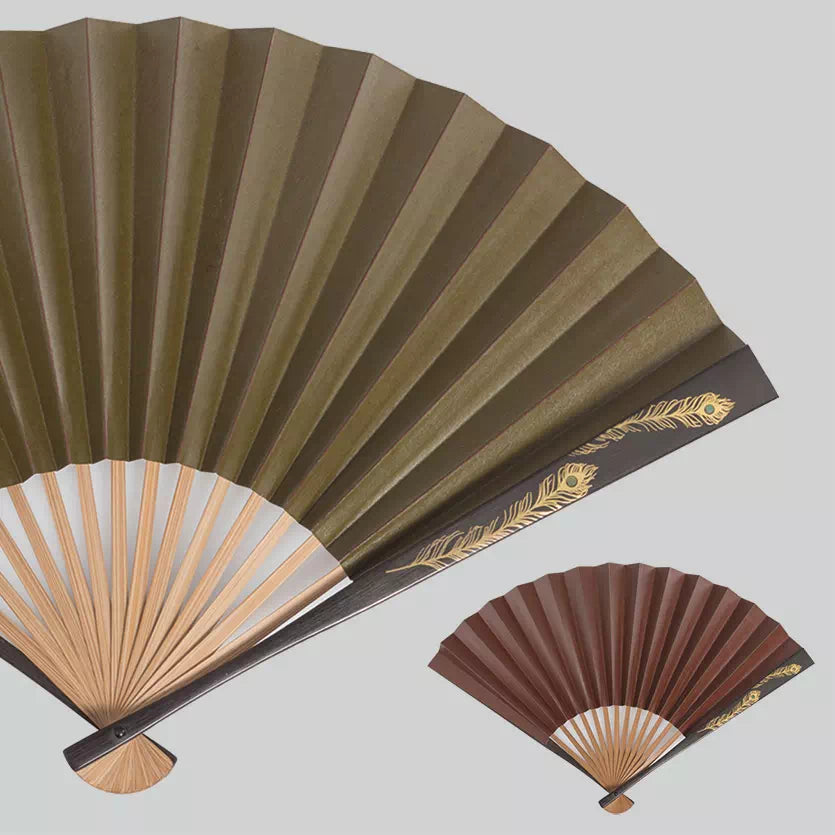 柿渋脇漆扇子 孔雀 (緑茶) | ギフトショップ Nihon Miyabi 通販サイト