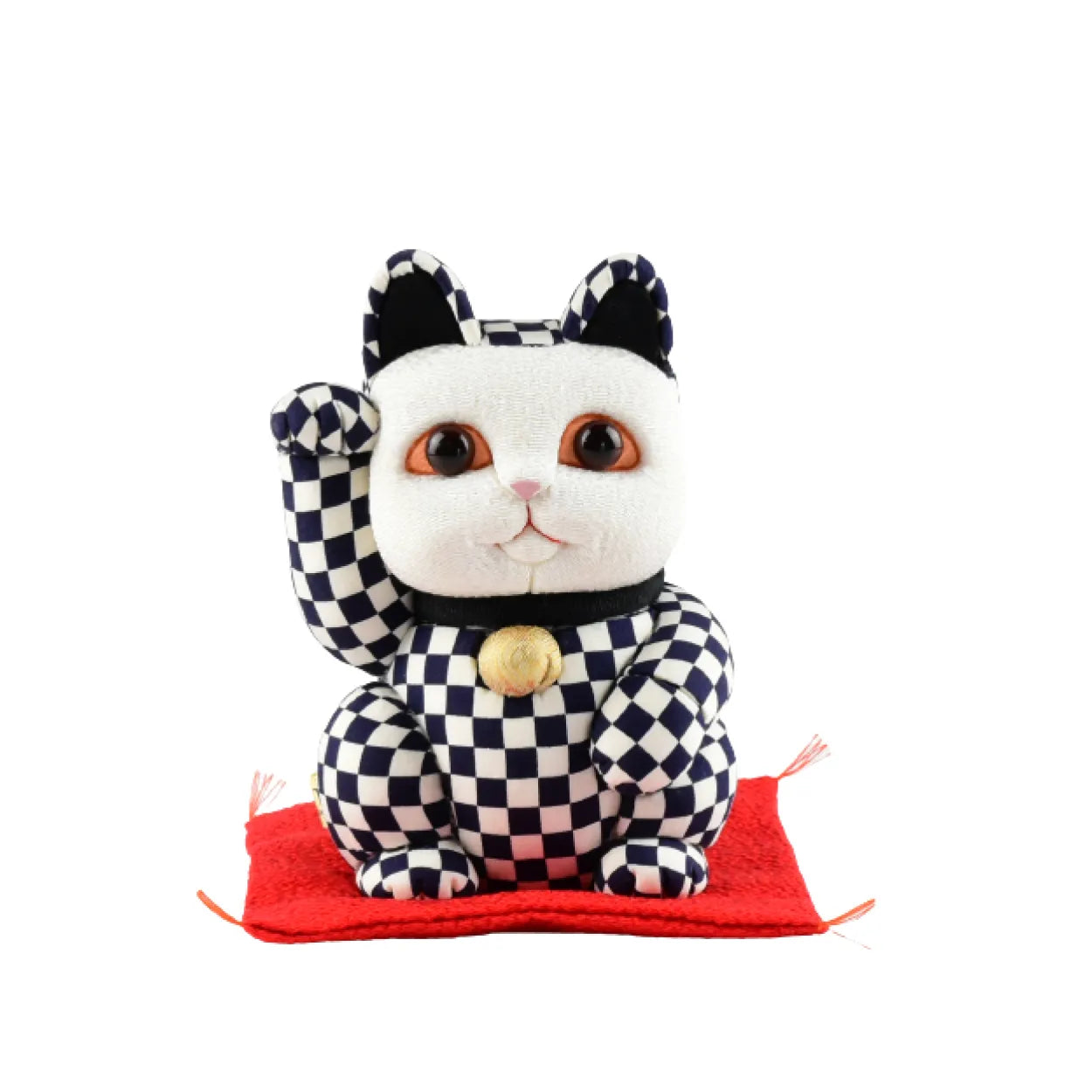 1920-30年代アンティークまつ毛が特徴的で妖艶な瞳も美しい雰囲気抜群の招き猫 江戸木目込人形 招き猫 市松 | ギフトショップ Nihon Miyabi 通販サイト