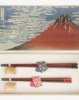 夫婦箸 北斎(天削桜夫婦・枕型箸置き)桐箱入り 兵左衛門
