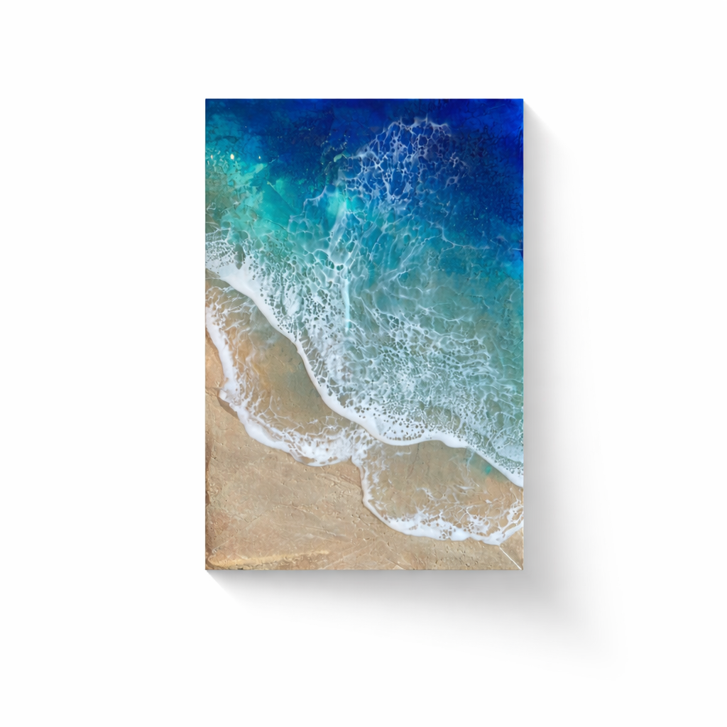 沖縄の海を閉じ込めた、沖縄ブルーの波紋レジンアートパネル｜モダン