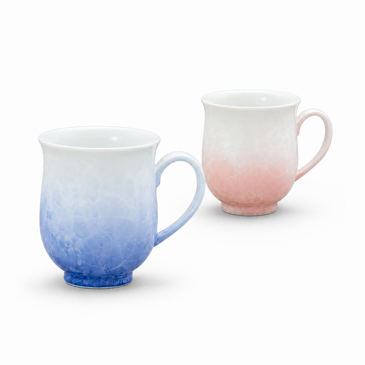 京焼 清水焼 花結晶 ペア マグカップ セット 青/赤