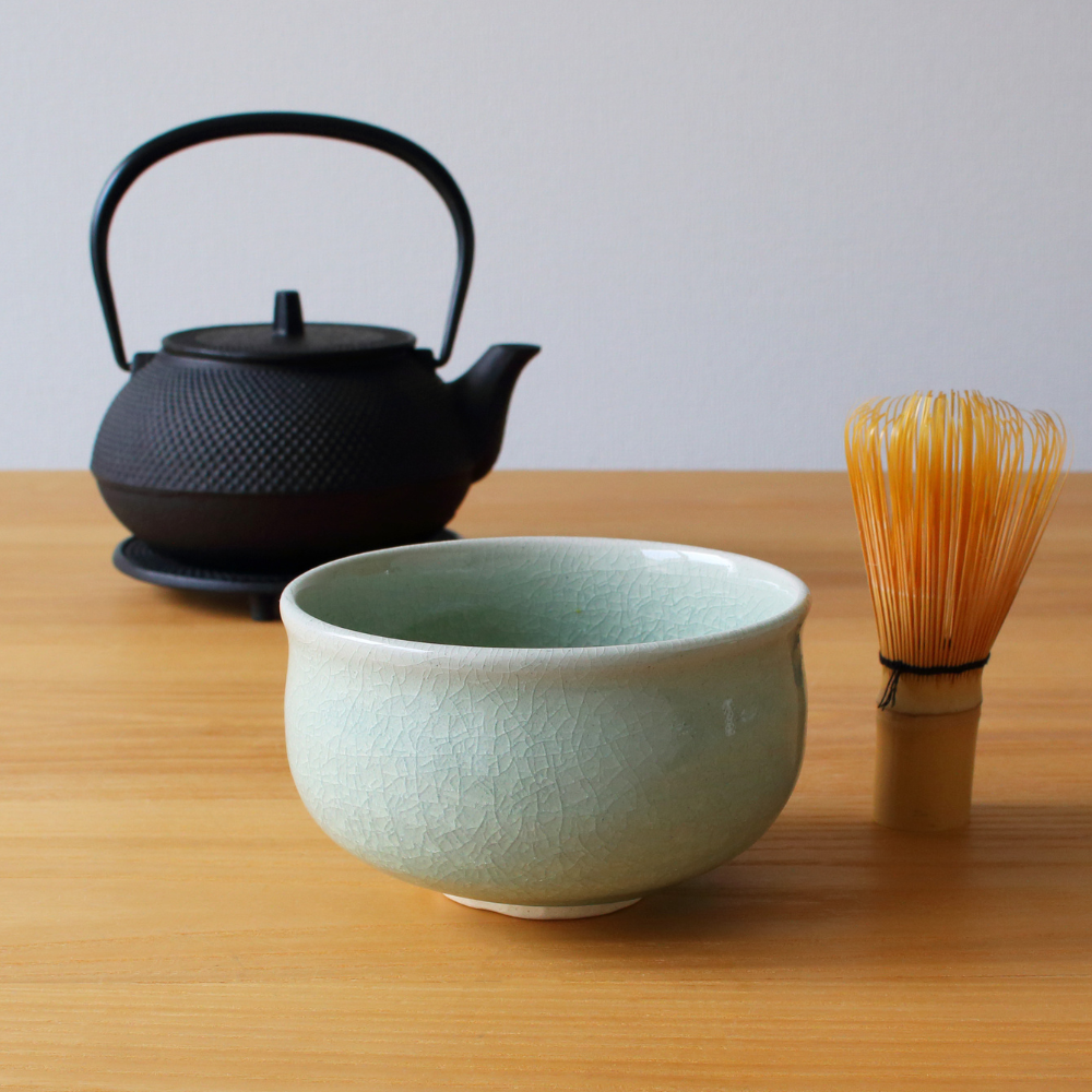 砥部焼 抹茶碗 佐川巌 茶道具 共箱 茶碗 - 登山窯 共布 抹茶茶碗 栞