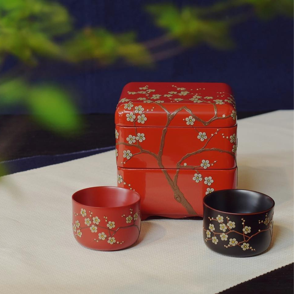 ☆▽琉球漆器 琉球堆錦漆 二段重箱 弁当箱 菓子器 茶道具