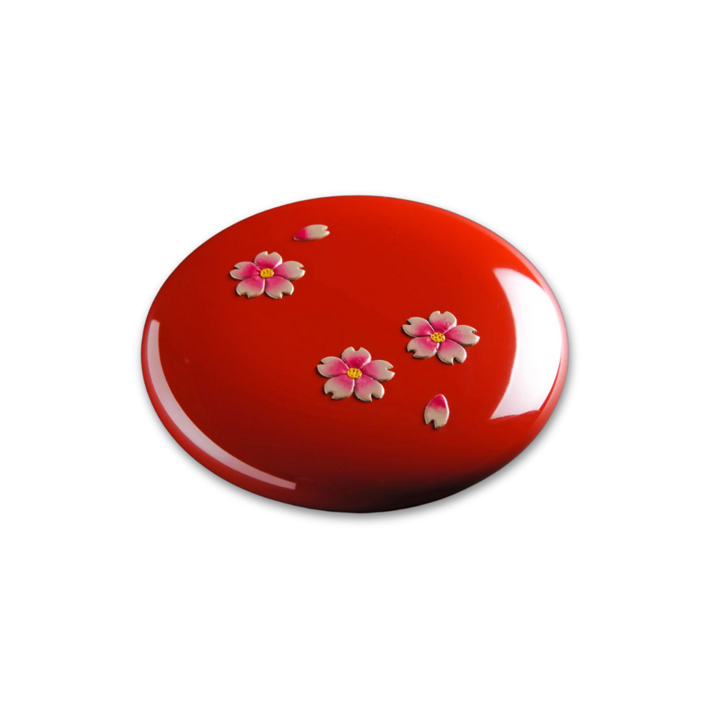 桜　赤い漆器 7個セット 桜模様 B21-1 琉球漆器 堆錦 桜 手鏡 | ギフトショップ Nihon Miyabi 通販サイト
