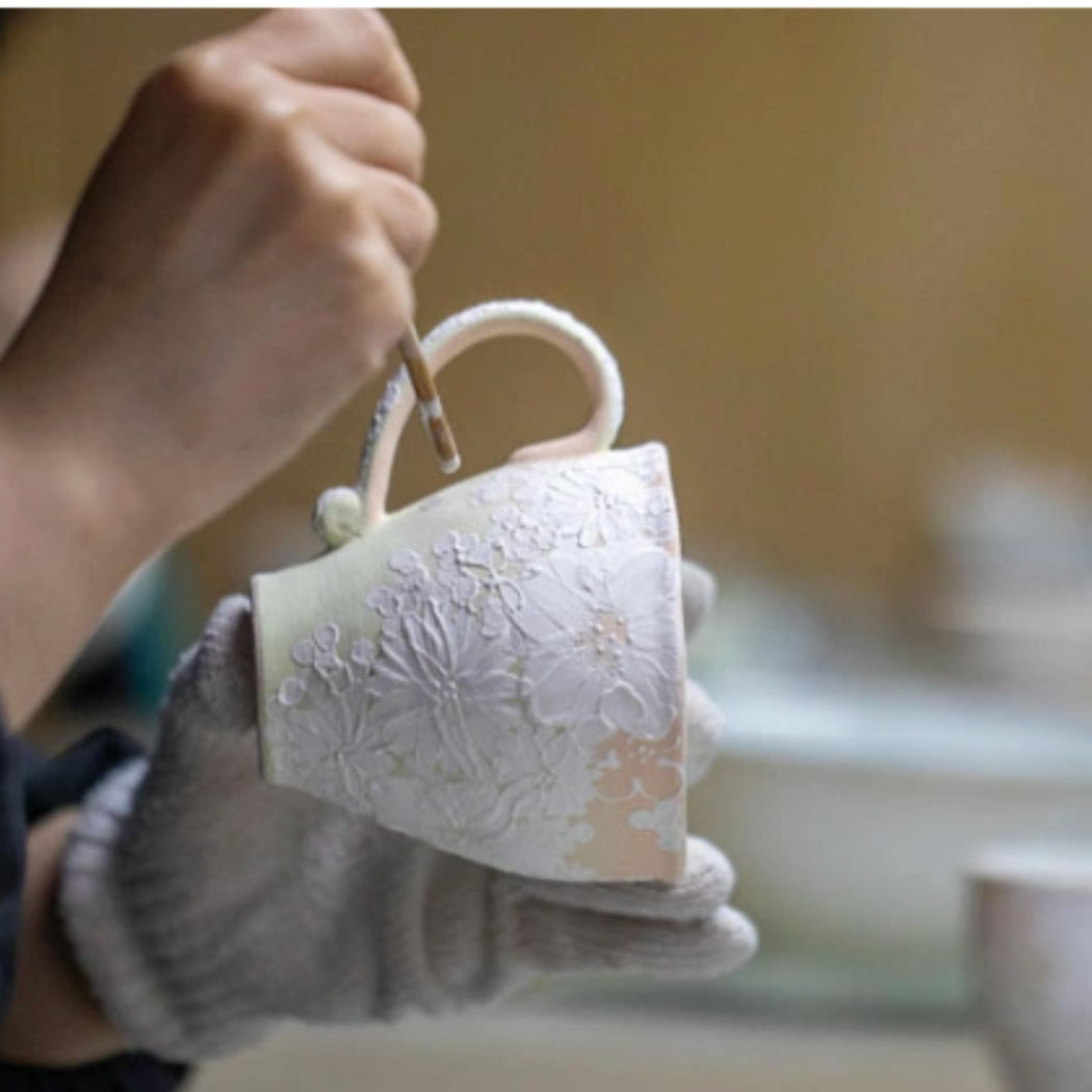 【10ヶ月待ち】瀬戸焼 工房ゆずりは 抹茶碗 色彩花