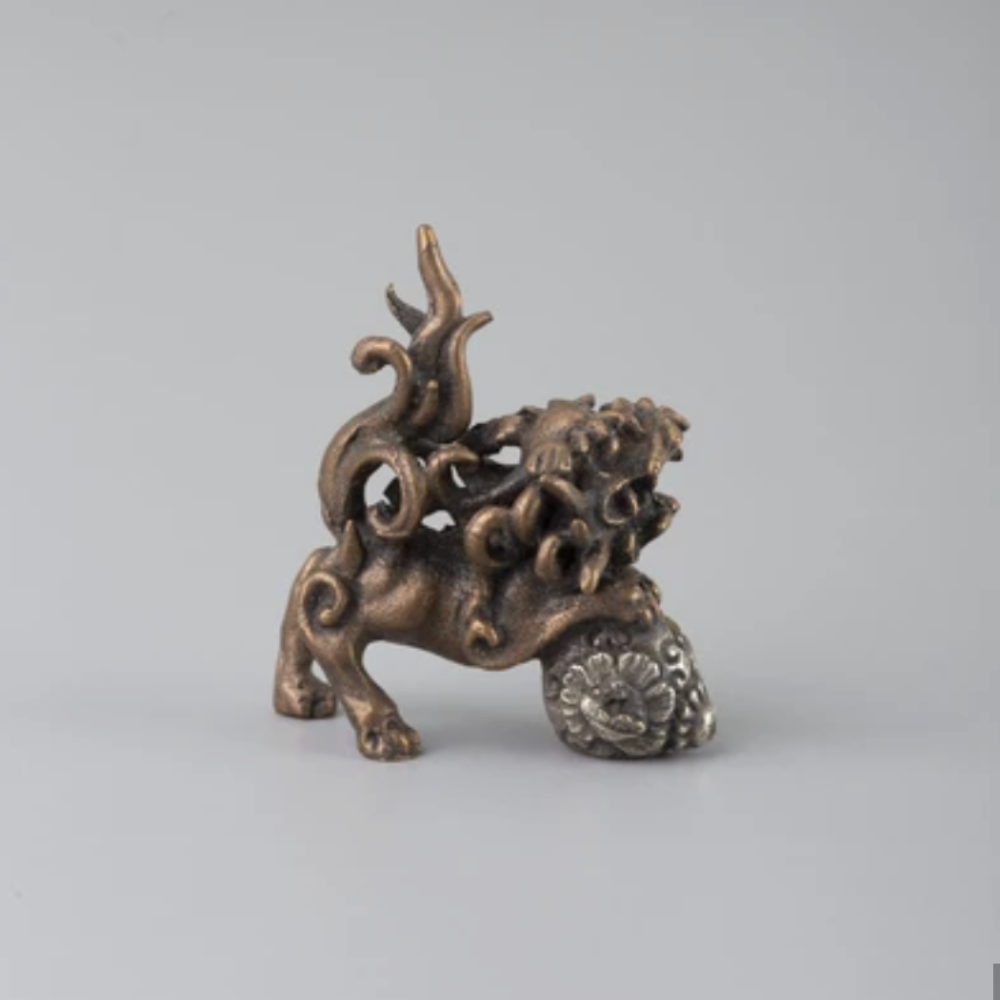 高岡鋳物 お香立て 玉獅子 蝋型銅製