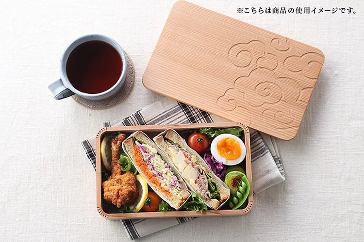 長方形 お弁当箱 雲紋柄（白刻） | ギフトショップ Nihon Miyabi