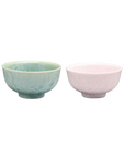 京焼 花結晶 夫婦茶碗 セット 緑/ピンク