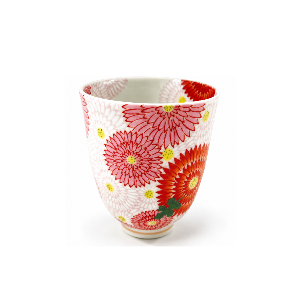 有田焼 錦菊花尽くし軽々高茶碗と湯呑み