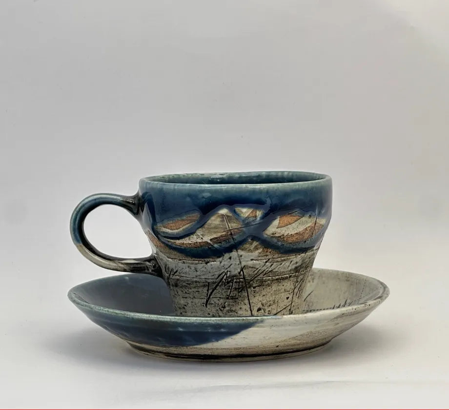 美濃焼  線刻 コーヒーカップ＆ソーサーセット