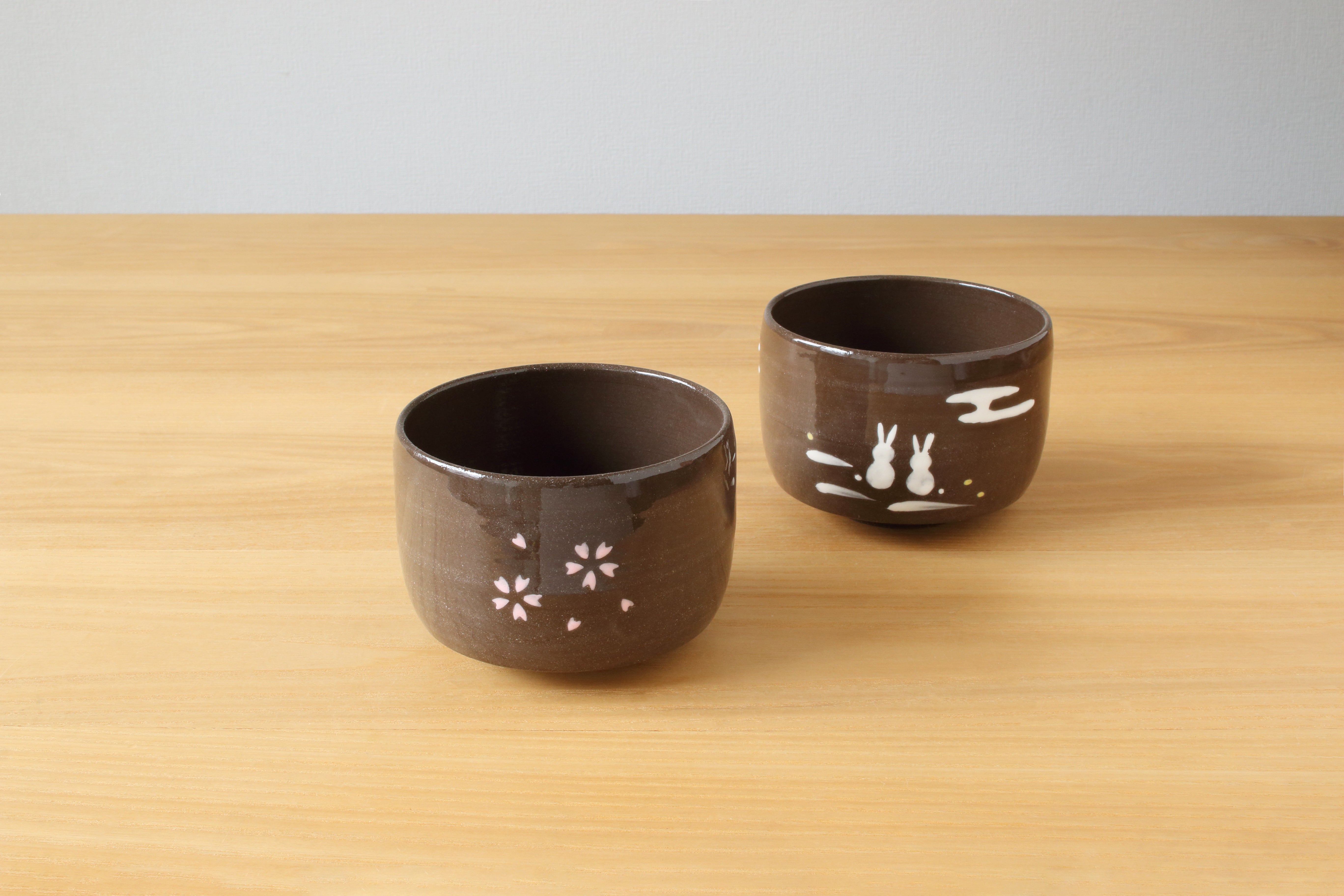 波佐見焼 絵付け抹茶碗 凛然 さくら富士・月うさぎ | ギフト