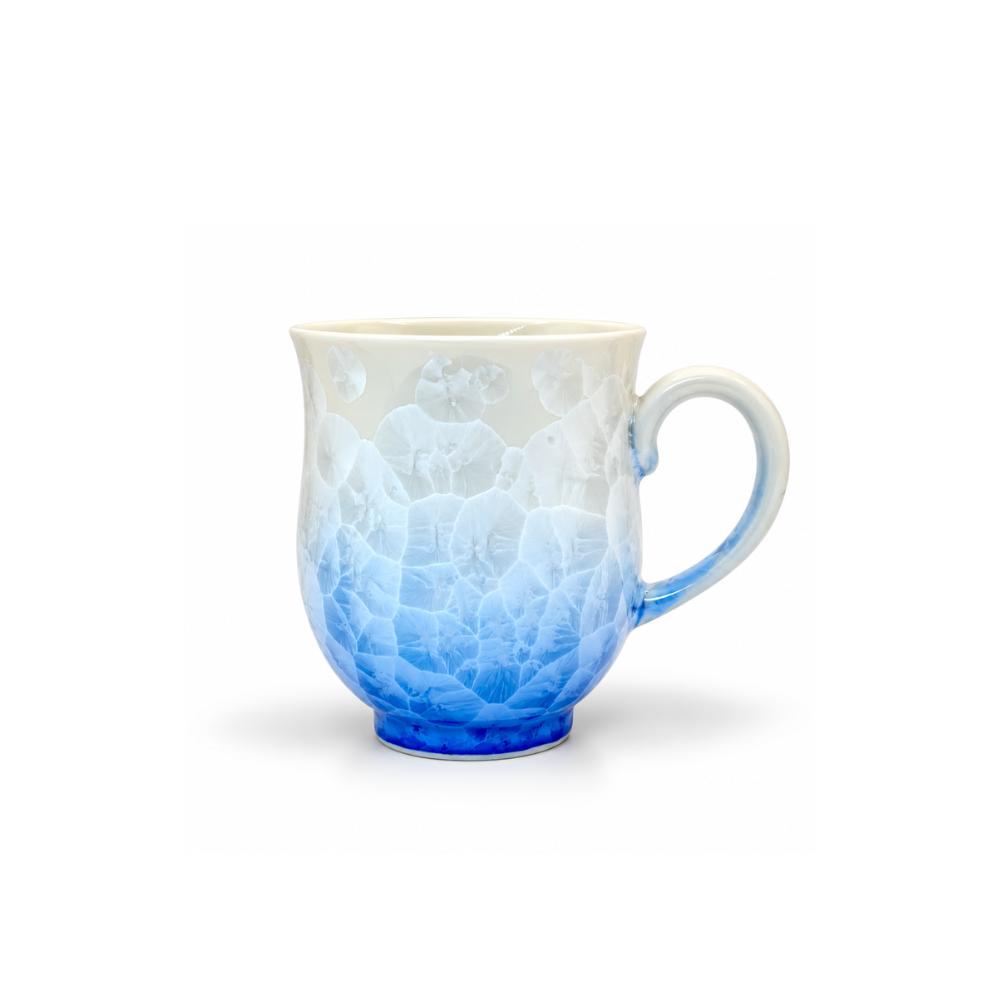 京焼 清水焼 花結晶 マグカップ  青/赤