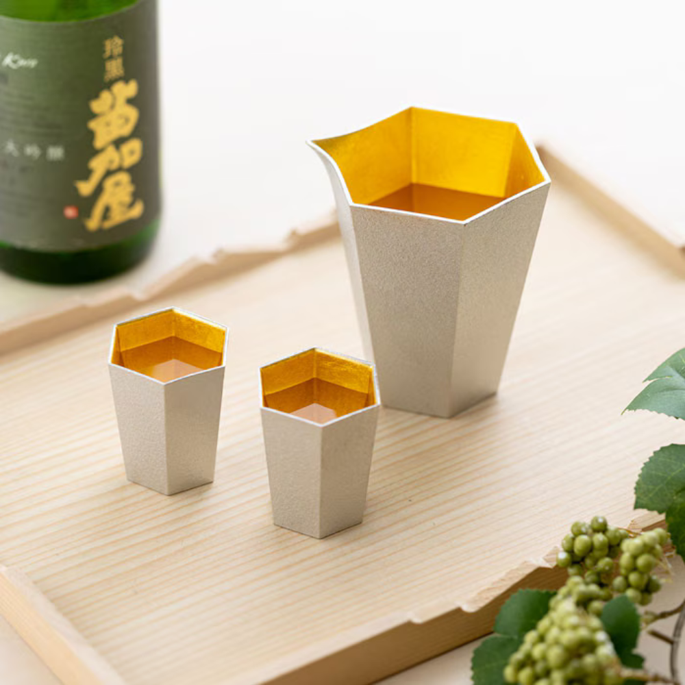高岡銅器 金箔片口・ぐい呑み「六」酒器セット