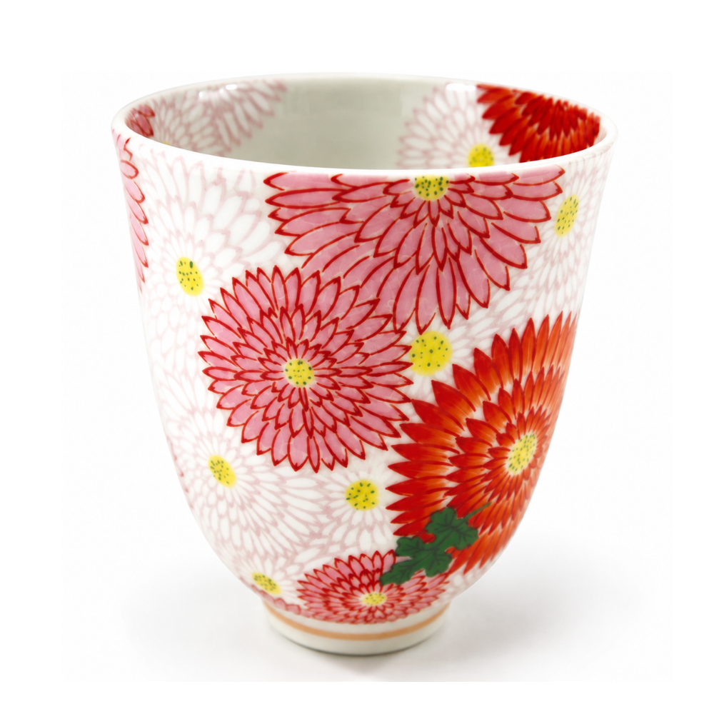 有田焼 錦菊花尽くし軽々高茶碗と湯呑み