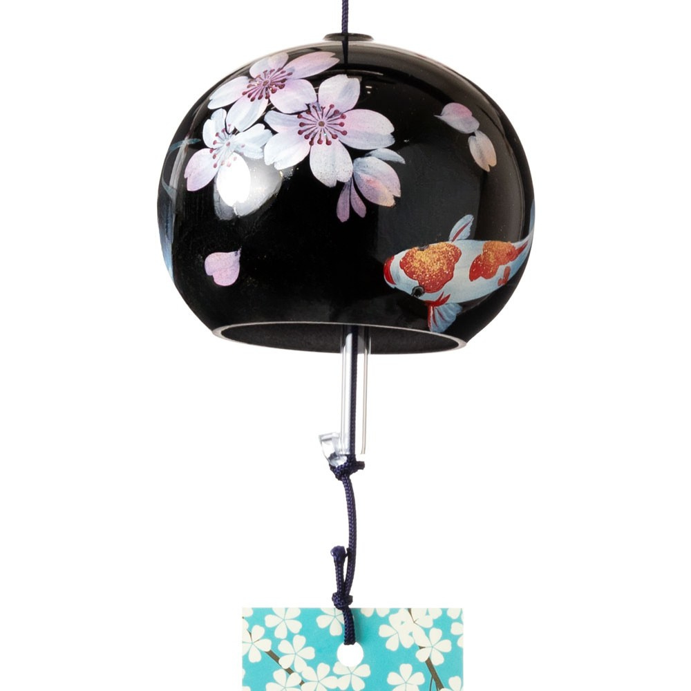 会津・喜多方 手描き蒔絵風鈴 桜に錦鯉