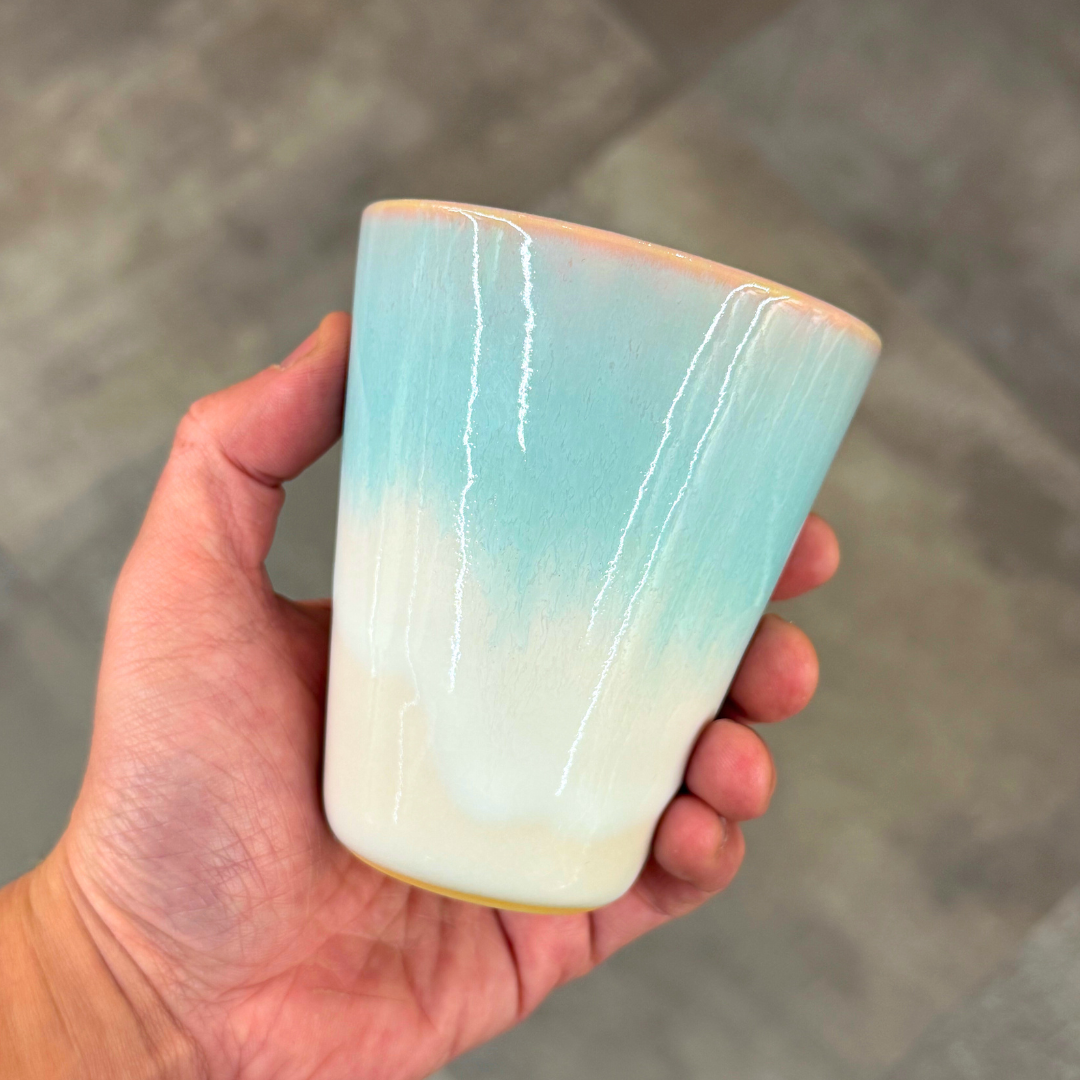 萩焼 お祝いペアカップ（ミント&amp;ピンク）