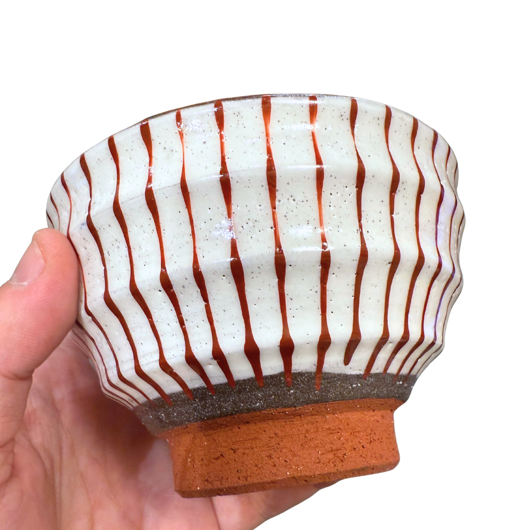 波佐見焼 化粧十草 夫婦茶碗 赤/青